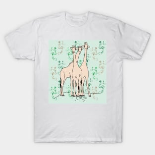 Funny Giraffe Line Art T-Shirt